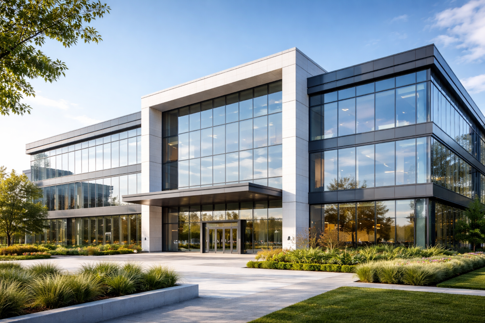 Modern commercial exterior representing Chione LLC enterprise platform